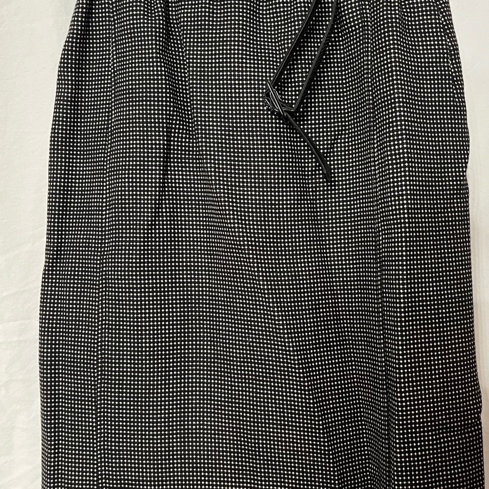 Oscar de la Renta Vintage Wool Pencil Skirt SZ 6 Black and White Polka Dot